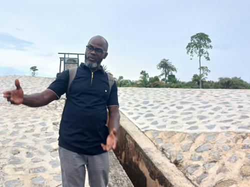 Lead Engineer of the Advance Construction and  Engineering   Company Leeteema W. Morris explains about the reconstruction of the Peripheral and canal system