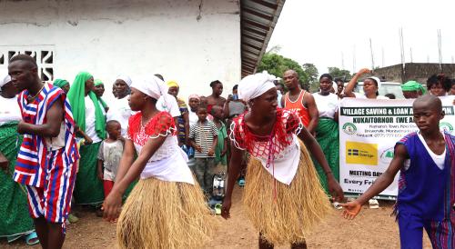 childen dance at KAMAR TOWN VSLA distribution