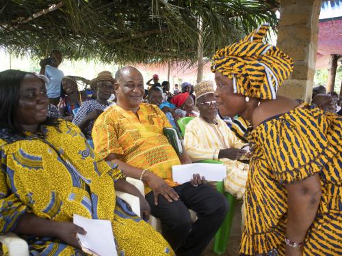 Change Champion-Jartu B. Johnson speaks to her law makers of Gbarpolu at the Traditional Art School launching