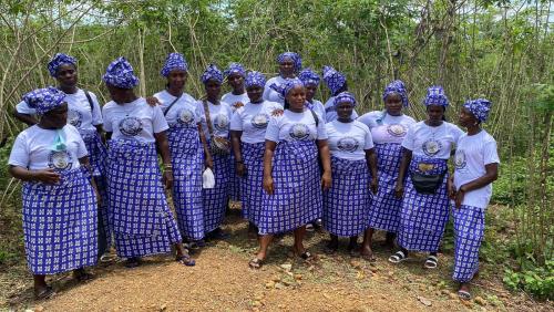 JEC project beneficiaries in Todee at the cassava farm they made from the VSLA Funds