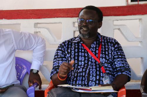 Arthur Larok -secretary general during his meeting with the young people