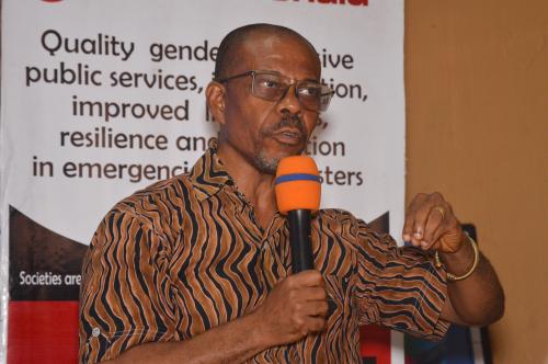 Head of civil society leader in the climate sector Dayougar Johnson at report launch