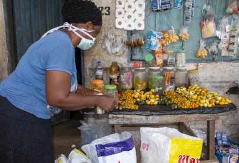 Hawar Kangor aged 47, prepares her shop everyday in the morning for the day sells.