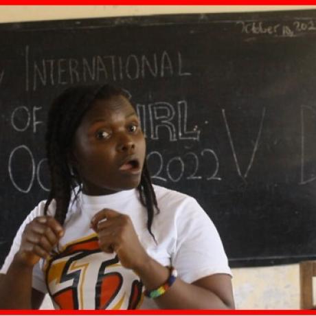 Josephine Poole, the Gbarma Community Based Organization President, confidently posed for a photo during her narration on engaging the traditional practitioners to drop the blades and spare the life of the women and girls