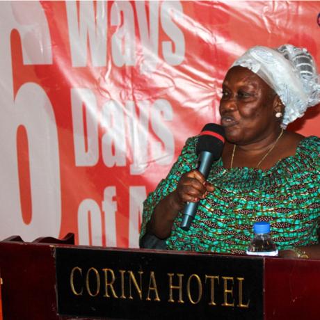 Ma Kebbeh shares Rural Women of Liberia story during the 16DOA  event held at Corina Hotel
