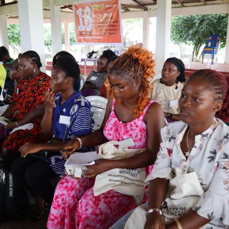 girls at the YUWM ActionAid Liberia's Camp