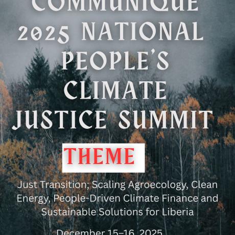 Cover page for the Joint COMMUNIQUÉ of The NATIONAL PEOPLE’S SUMMIT ON CLIMATE JUSTICE