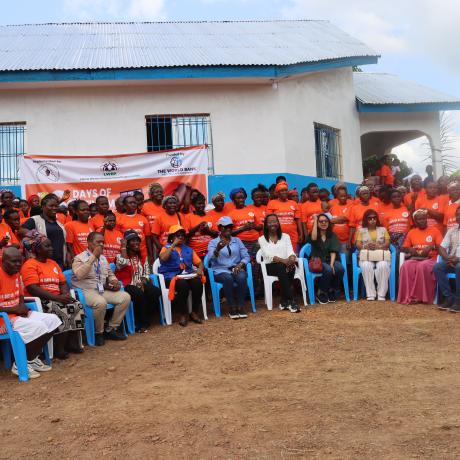 Group photo from the field visit with the Minister of Gender and World Bank Manager