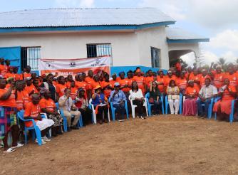 Group photo from the field visit with the Minister of Gender and World Bank Manager