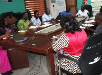 Secretary General Arthur Larok address executives of EPA